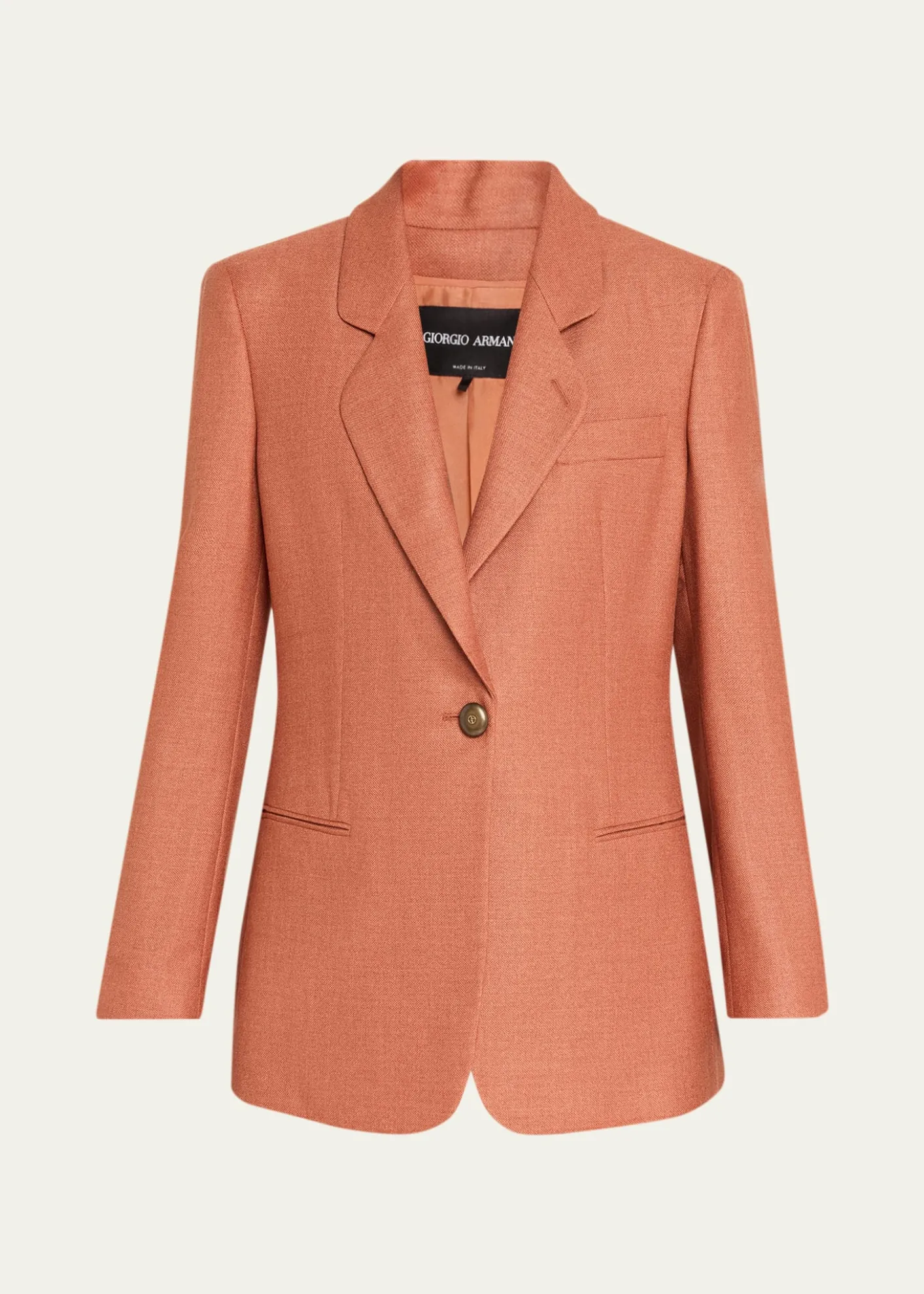Giorgio ArmaniSilk-Wool Single-Breasted Blazer Jacket