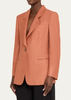 Giorgio ArmaniSilk-Wool Single-Breasted Blazer Jacket