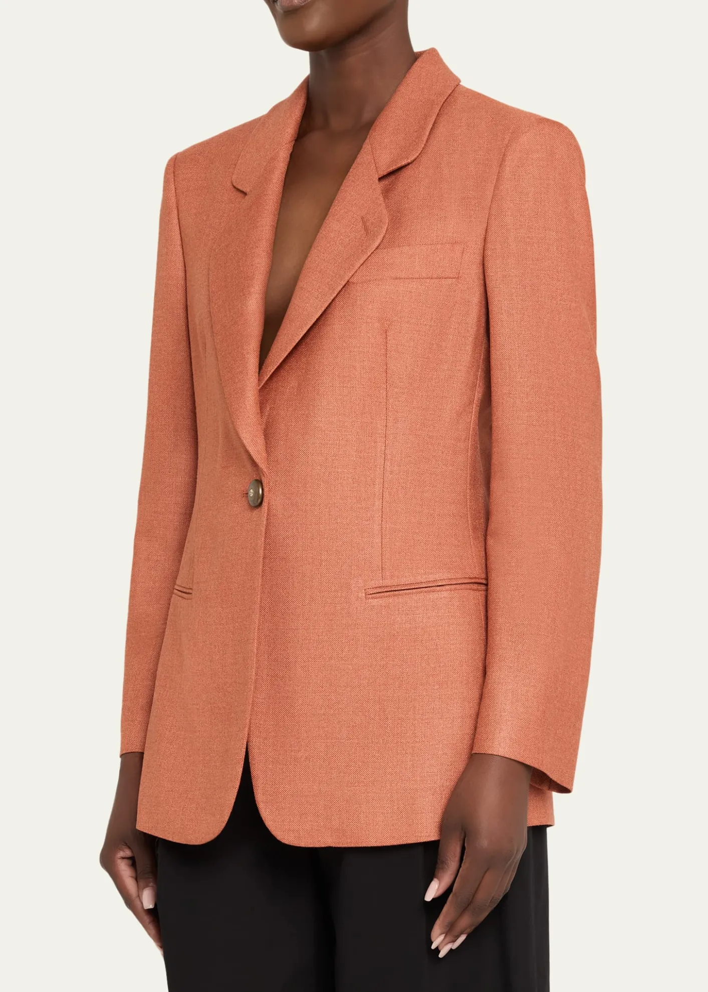 Giorgio ArmaniSilk-Wool Single-Breasted Blazer Jacket