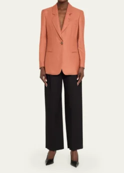 Giorgio ArmaniSilk-Wool Single-Breasted Blazer Jacket