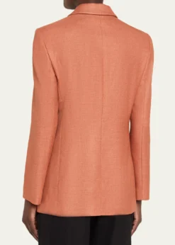 Giorgio ArmaniSilk-Wool Single-Breasted Blazer Jacket