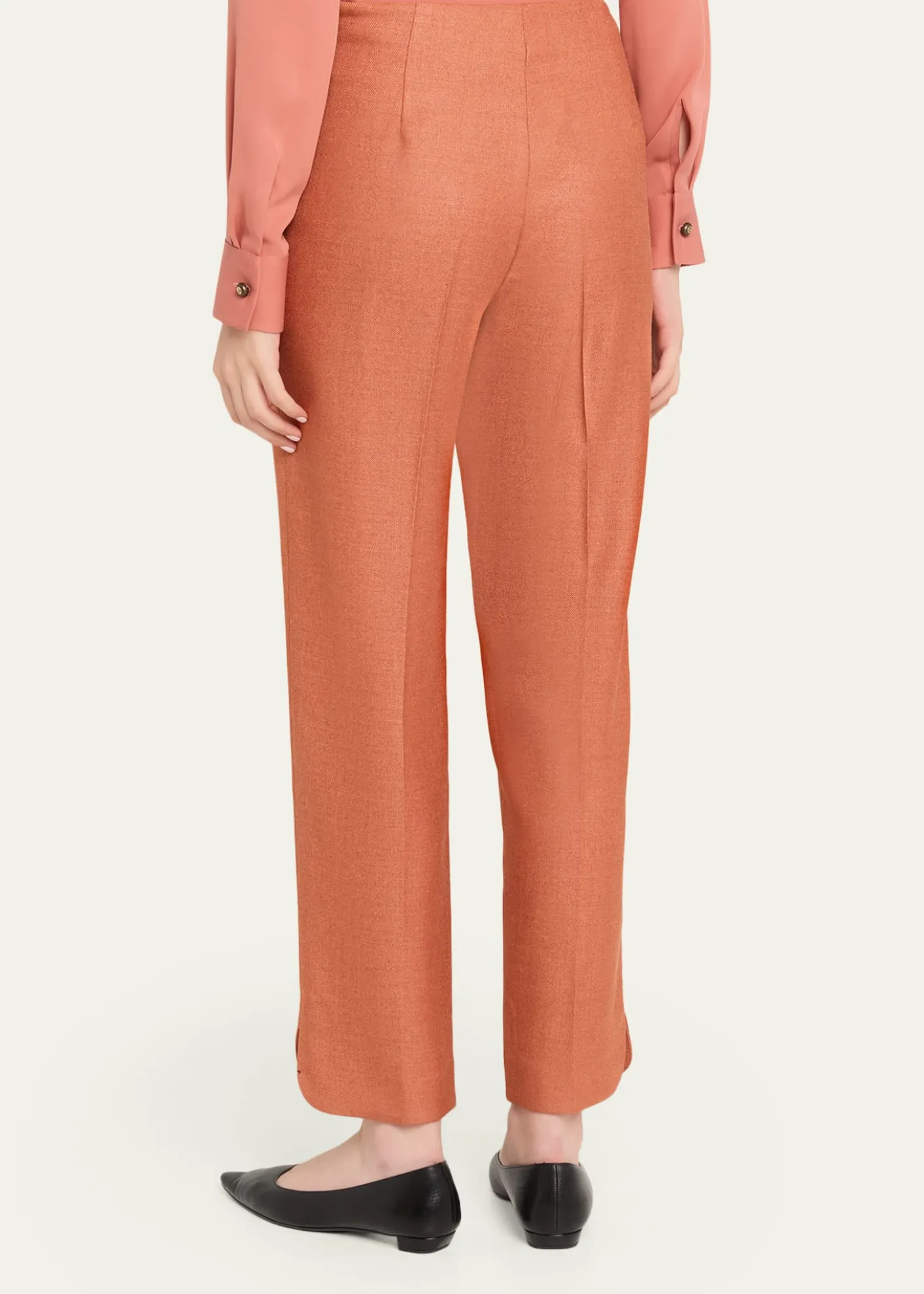 Giorgio ArmaniSilk Wool Straight-Leg Trousers