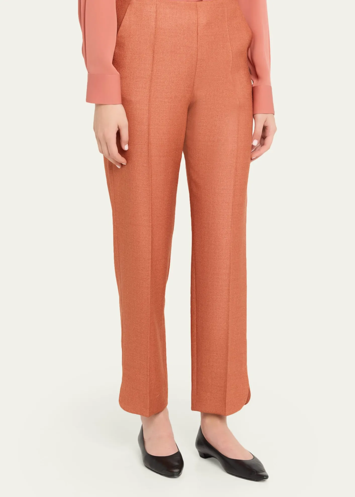 Giorgio ArmaniSilk Wool Straight-Leg Trousers