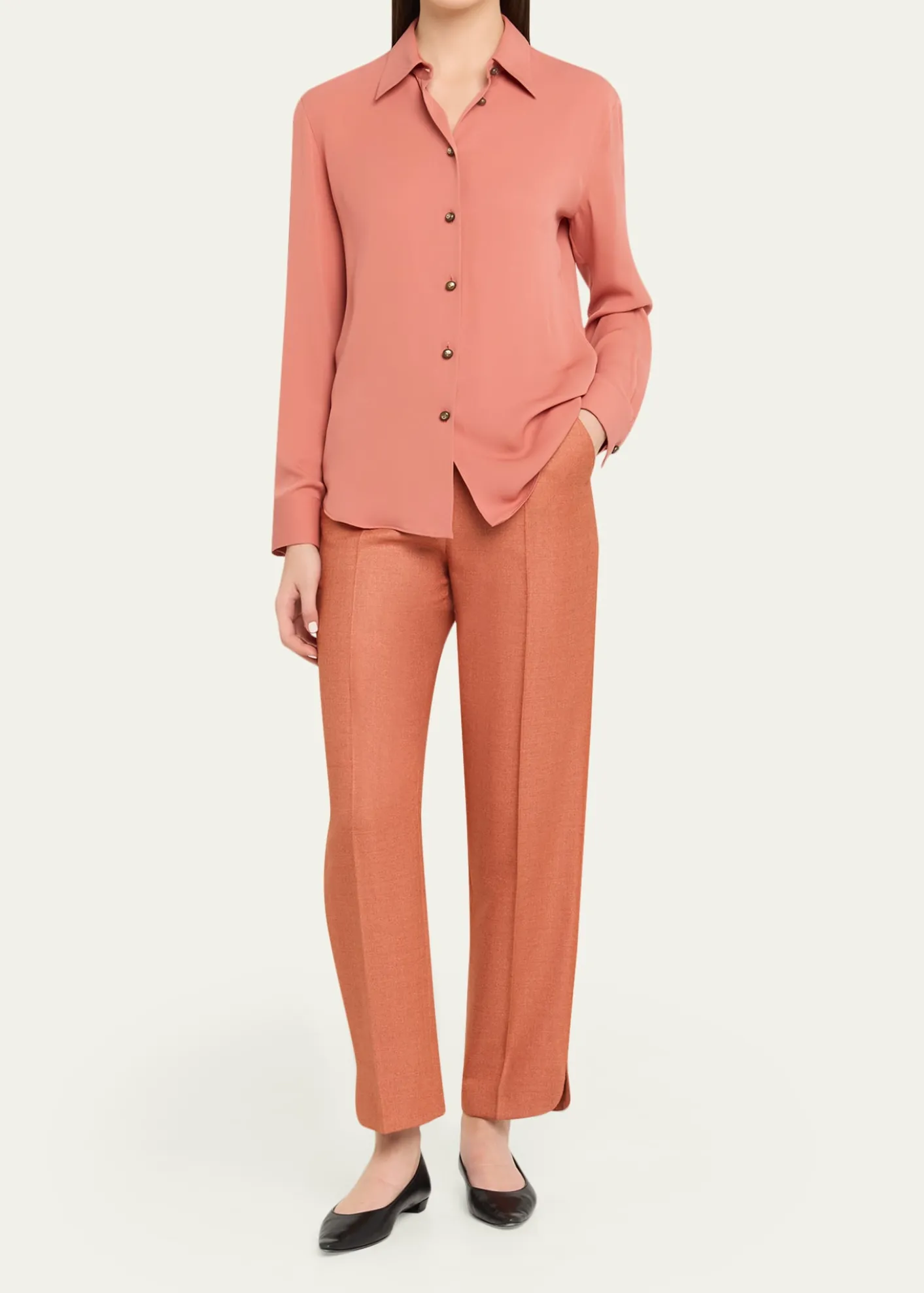 Giorgio ArmaniSilk Wool Straight-Leg Trousers