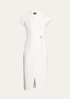 Giorgio ArmaniSilk Wrap Midi Dress with Tie Detail