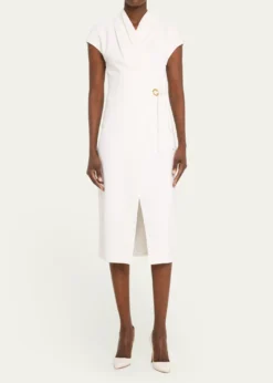 Giorgio ArmaniSilk Wrap Midi Dress with Tie Detail