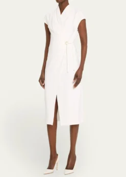 Giorgio ArmaniSilk Wrap Midi Dress with Tie Detail