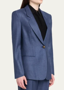 Giorgio ArmaniSingle-Breasted Silk Blazer Jacket