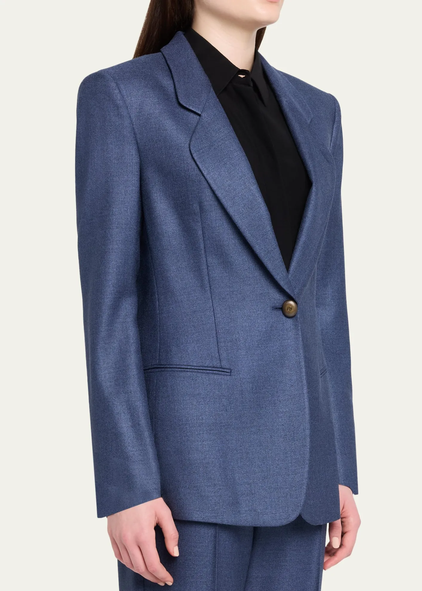 Giorgio ArmaniSingle-Breasted Silk Blazer Jacket