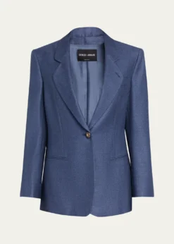 Giorgio ArmaniSingle-Breasted Silk Blazer Jacket