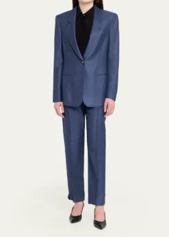 Giorgio ArmaniSingle-Breasted Silk Blazer Jacket