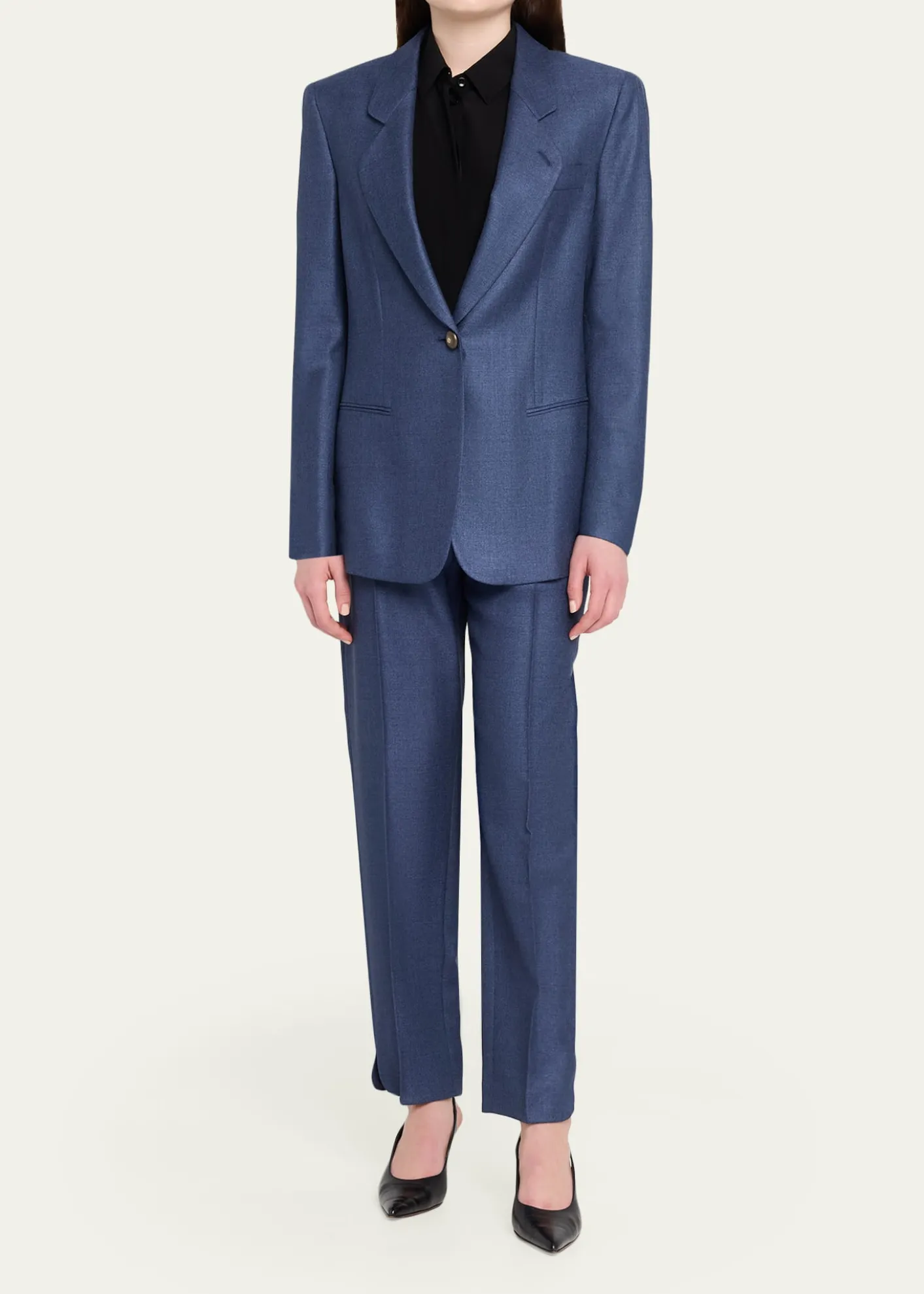 Giorgio ArmaniSingle-Breasted Silk Blazer Jacket