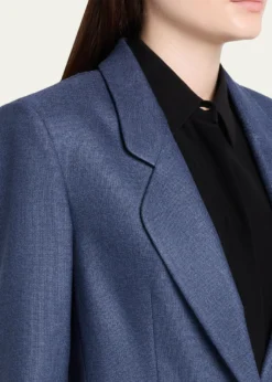 Giorgio ArmaniSingle-Breasted Silk Blazer Jacket