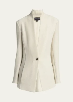 Giorgio ArmaniSingle-Breasted Tweed Blazer Jacket