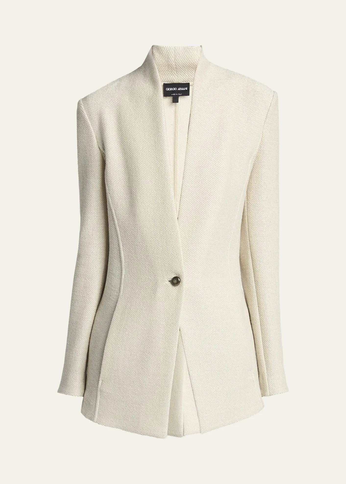 Giorgio ArmaniSingle-Breasted Tweed Blazer Jacket