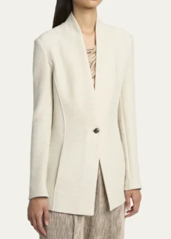 Giorgio ArmaniSingle-Breasted Tweed Blazer Jacket