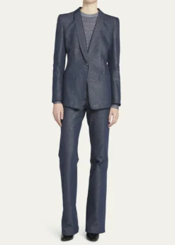 Giorgio ArmaniSingle-Button Denim Blazer Jacket