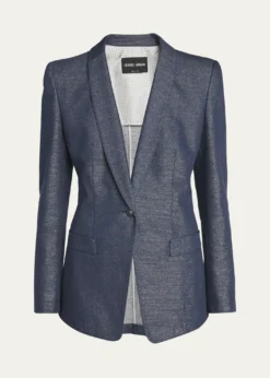 Giorgio ArmaniSingle-Button Denim Blazer Jacket