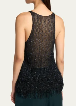 Giorgio ArmaniSleeveless Beaded Fringe Knit Top