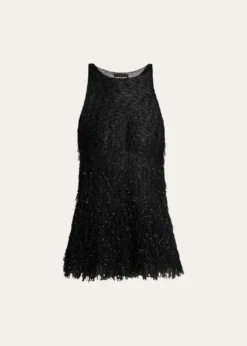 Giorgio ArmaniSleeveless Beaded Fringe Knit Top