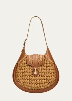 Giorgio ArmaniSmall Raffia & Leather Hobo Bag