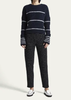 Giorgio ArmaniStraight-Leg Ankle Jersey Jacquard Pants