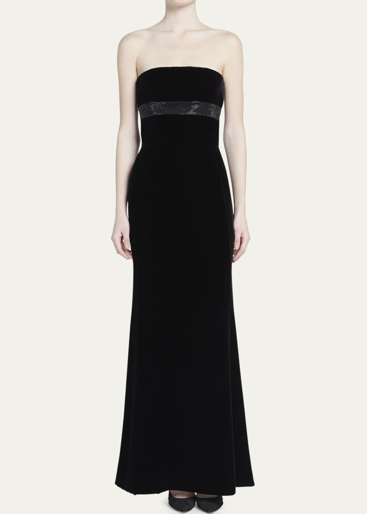 Giorgio ArmaniStrapless Strass Embellished Velvet Trumpet Gown