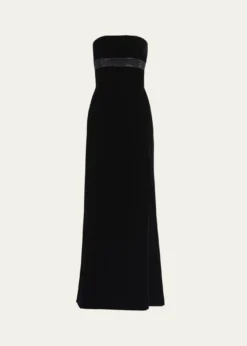 Giorgio ArmaniStrapless Strass Embellished Velvet Trumpet Gown