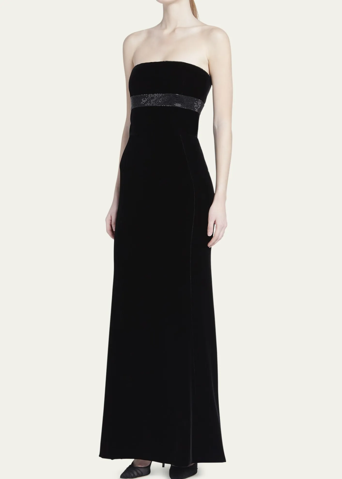 Giorgio ArmaniStrapless Strass Embellished Velvet Trumpet Gown