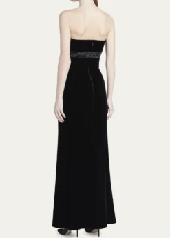 Giorgio ArmaniStrapless Strass Embellished Velvet Trumpet Gown
