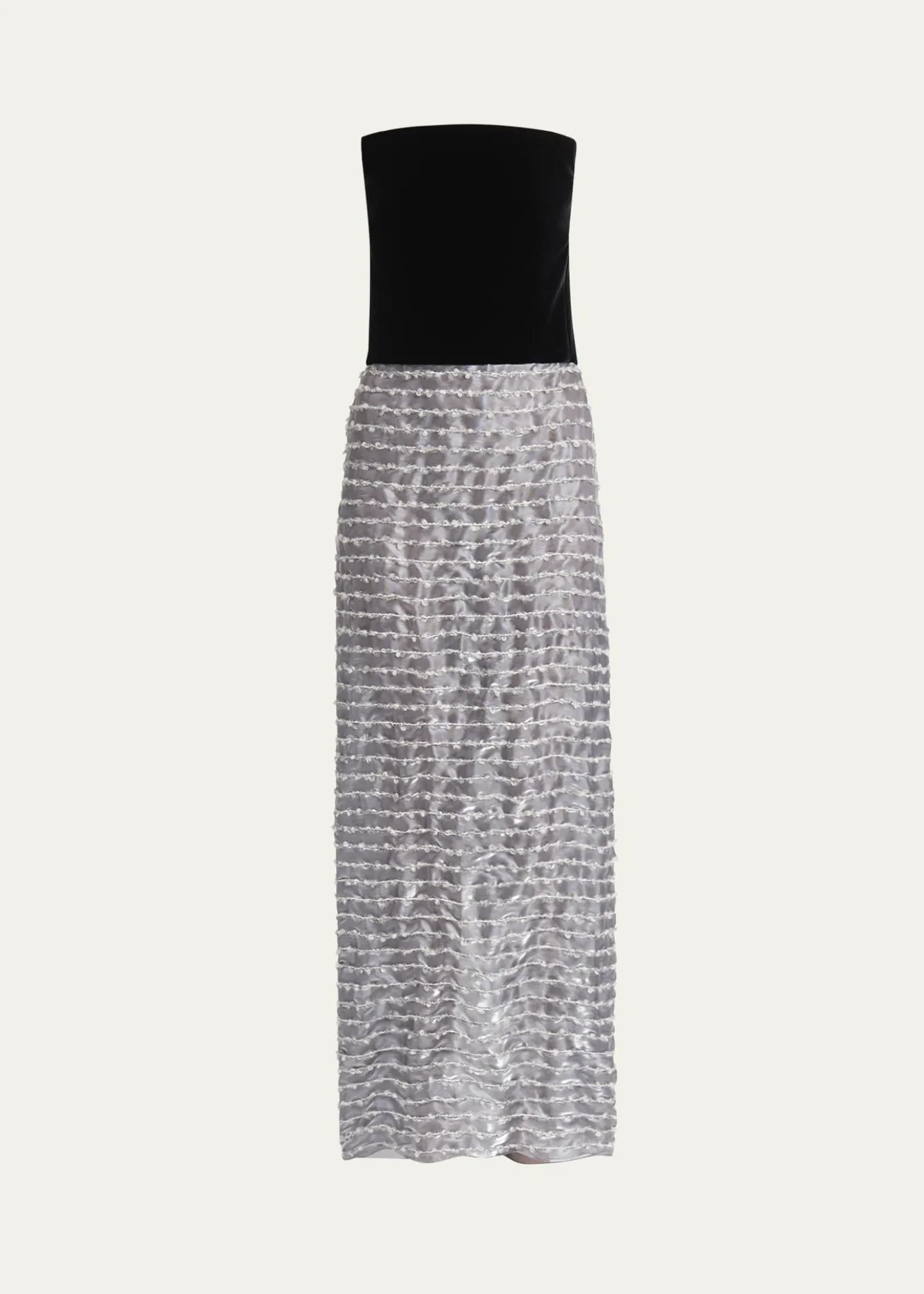 Giorgio ArmaniStrapless Velvet Bustier Iridescent Textured Silk Gown