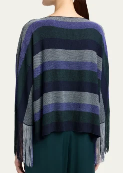 Giorgio ArmaniStriped Fringe Oversized Sweater