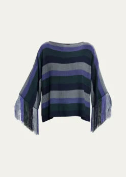 Giorgio ArmaniStriped Fringe Oversized Sweater