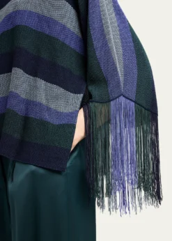 Giorgio ArmaniStriped Fringe Oversized Sweater