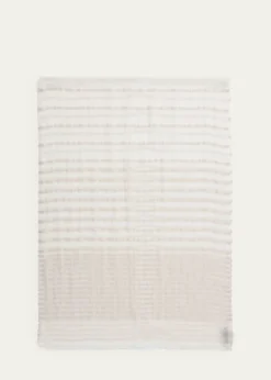 Giorgio Armani Striped Linen-Cotton Jacquard Stole, 80" x 28"
