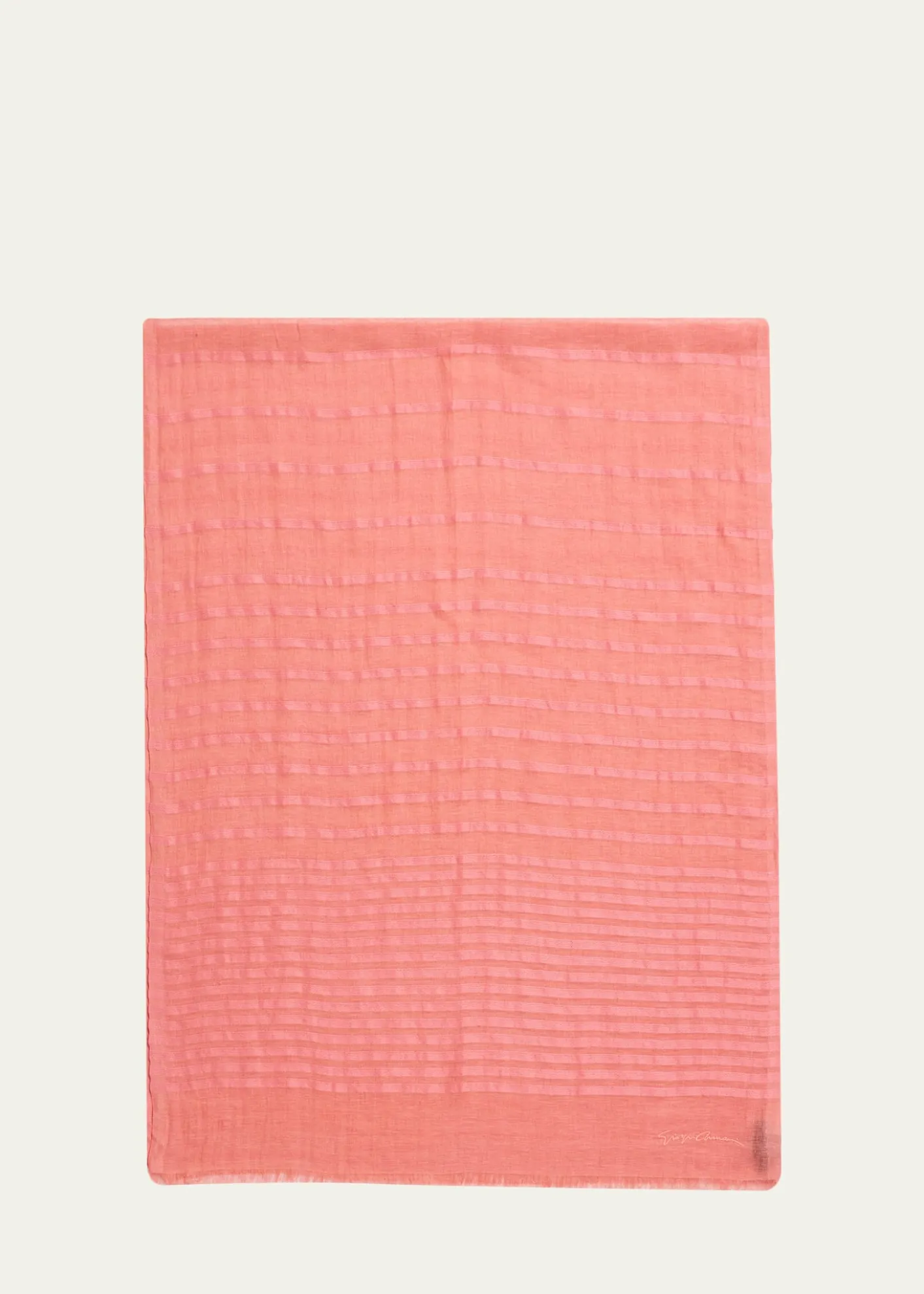 Giorgio ArmaniStriped Linen-Cotton Jacquard Stole, 80" x 28"