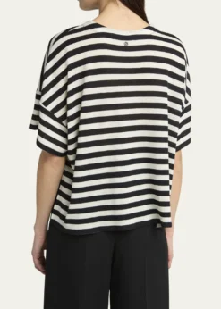 Giorgio ArmaniStripe High Low Wool T-Shirt