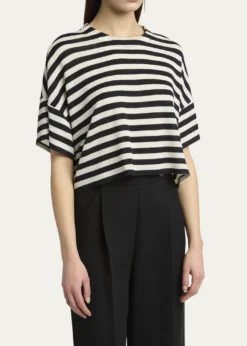 Giorgio ArmaniStripe High Low Wool T-Shirt