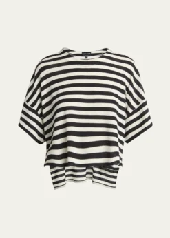 Giorgio ArmaniStripe High Low Wool T-Shirt