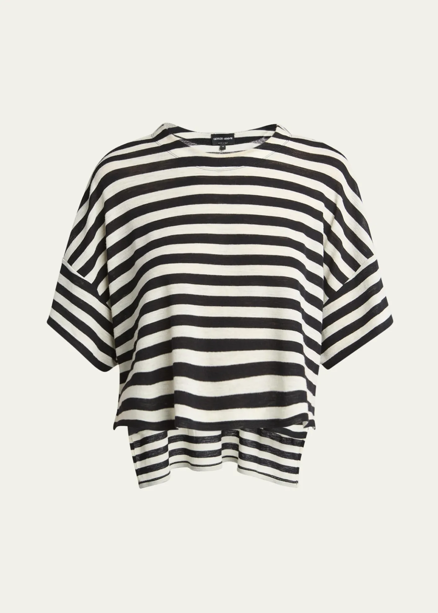 Giorgio ArmaniStripe High Low Wool T-Shirt
