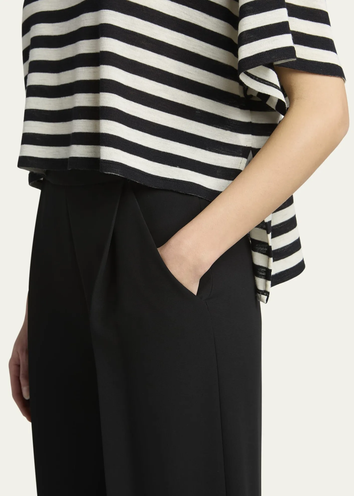 Giorgio ArmaniStripe High Low Wool T-Shirt