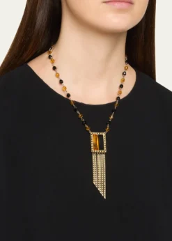 Giorgio ArmaniSwarovski® Crystal Fringe Pendant Long Necklace