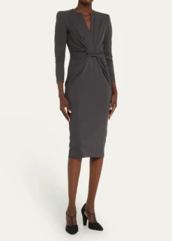 Giorgio ArmaniTab-Front Gathered Jersey Sheath Dress