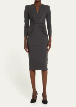Giorgio ArmaniTab-Front Gathered Jersey Sheath Dress