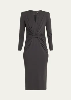 Giorgio ArmaniTab-Front Gathered Jersey Sheath Dress