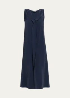 Giorgio ArmaniTechnical Silk Sleeveless Midi Shirtdress