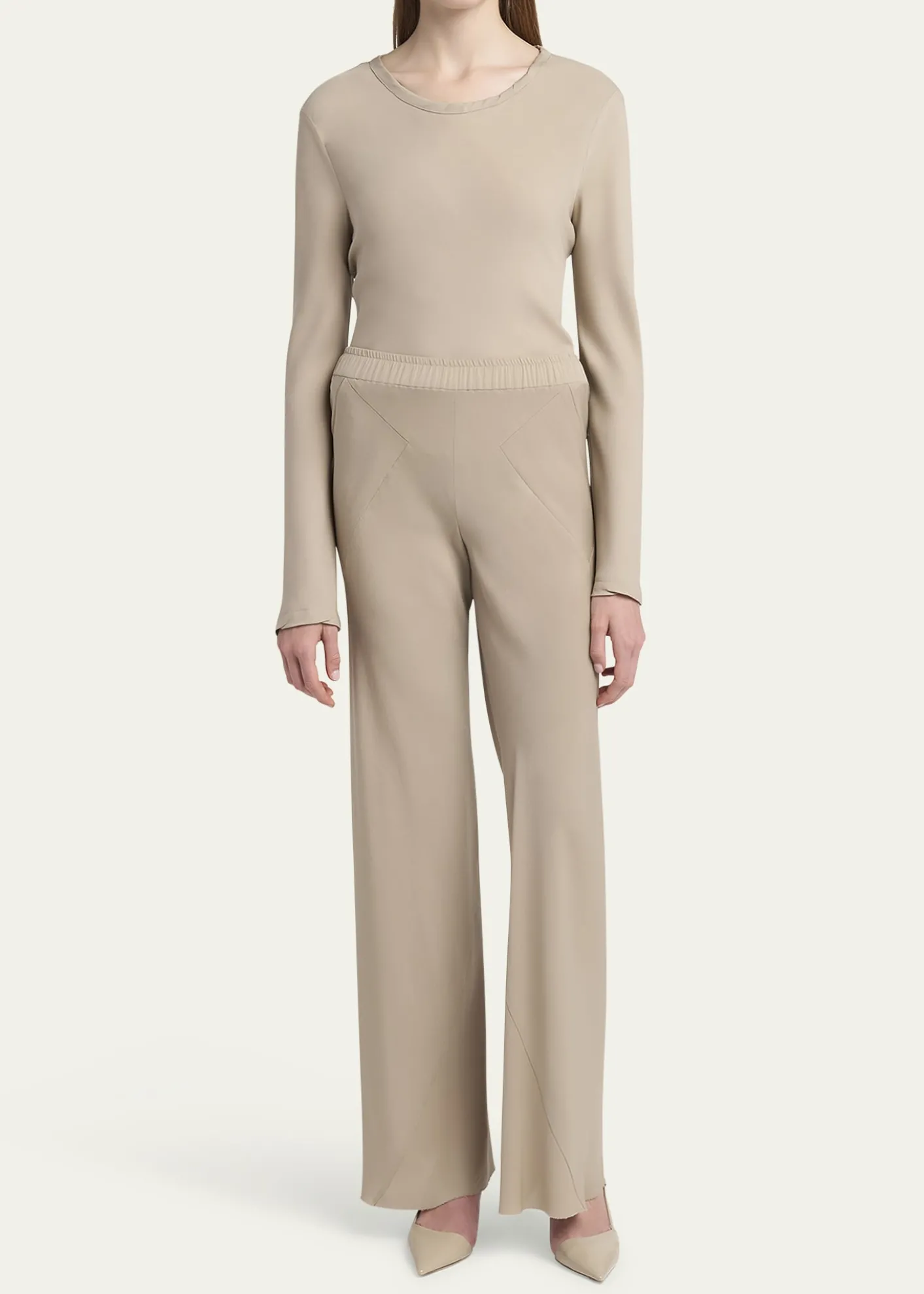 Giorgio ArmaniTriple Silk Georgette Flat Front Trousers