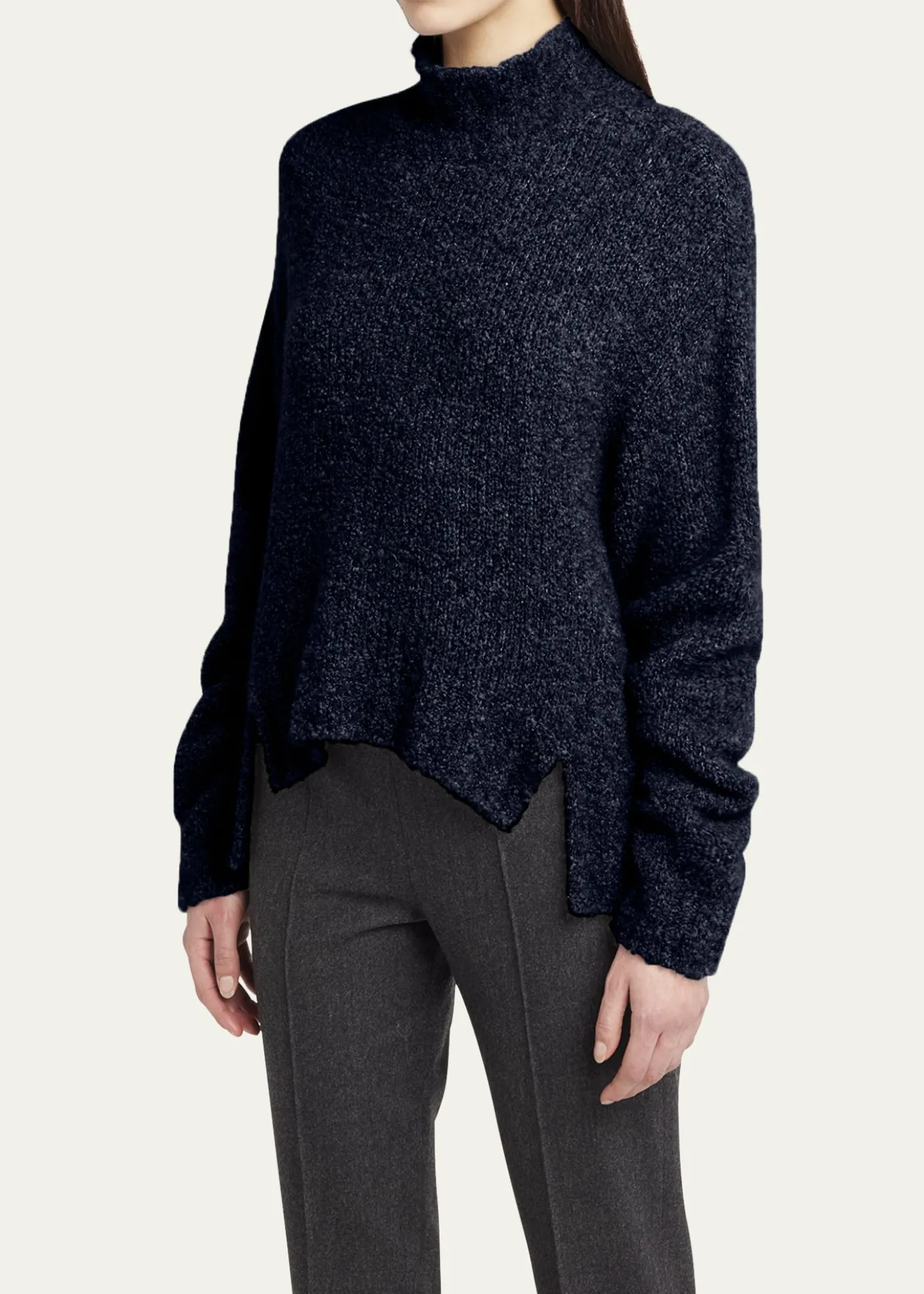 Giorgio ArmaniTurtleneck Cashmere-Silk Boucle Sweater