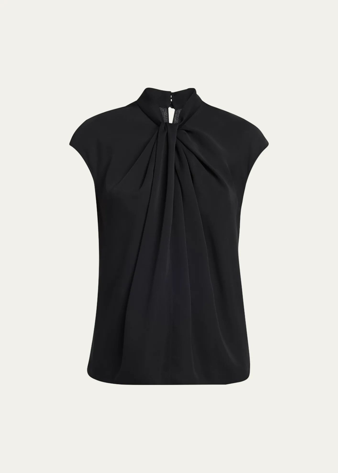 Giorgio ArmaniTwisted Cap-Sleeve Georgette Silk Blouse