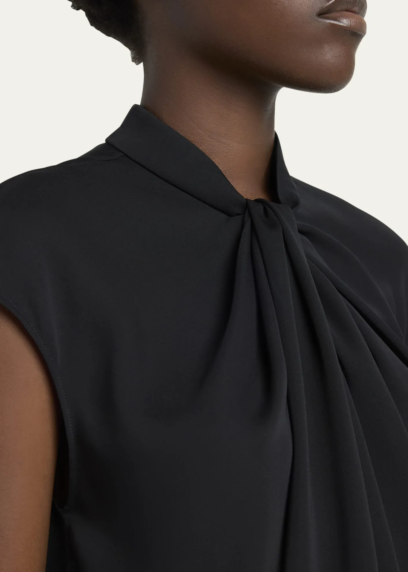 Giorgio ArmaniTwisted Cap-Sleeve Georgette Silk Blouse